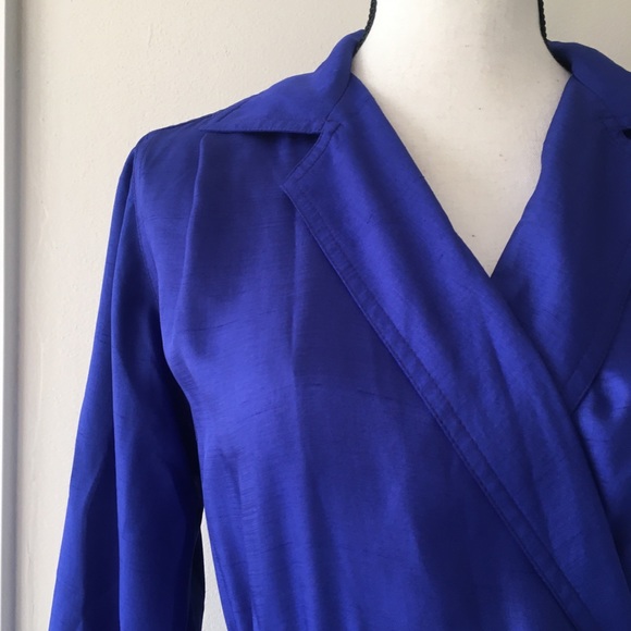 Vintage 80s Faux Wrap Shirt Dress - Picture 4 of 7